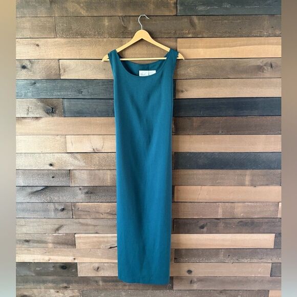 Vintage Dresses & Skirts - Vintage Kathie Lee Collection Teal Checkered Sleeveless Midi Dress Minimal 90s
